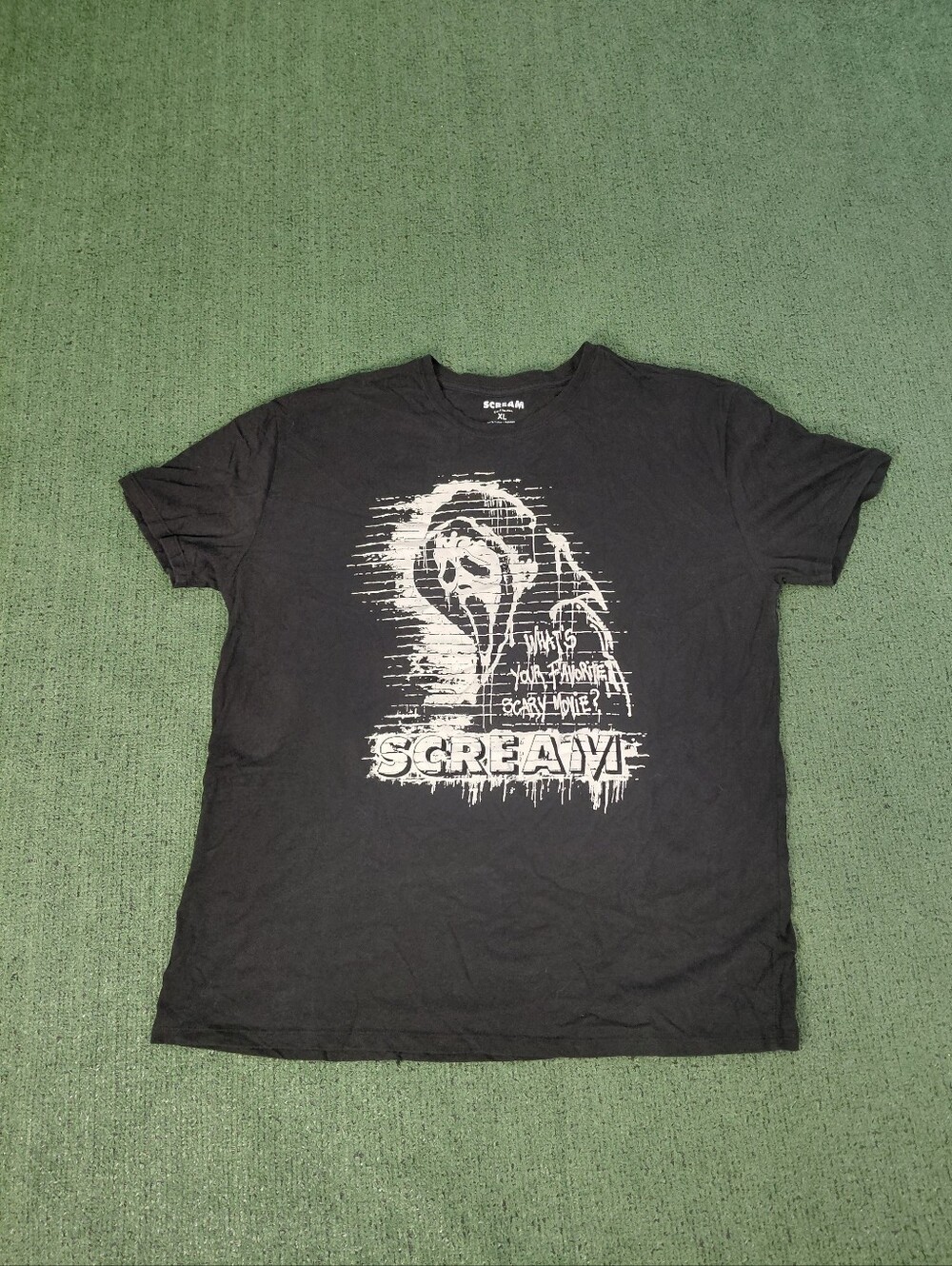Scream "What's Your Favorite Scary Movie" Horror Black T Shirt Sz XL